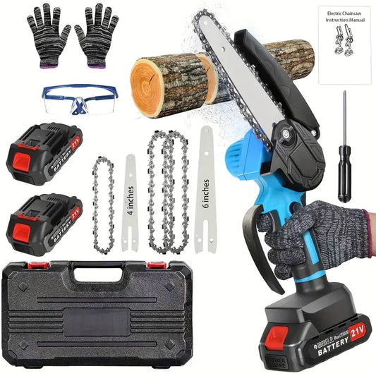 Oz Bargains Deals™ Mini Chainsaw – 36V Cordless Electric Chainsaw with 2 Rechargeable Batteries, Lightweight One-Hand Design for Fast Cutting
