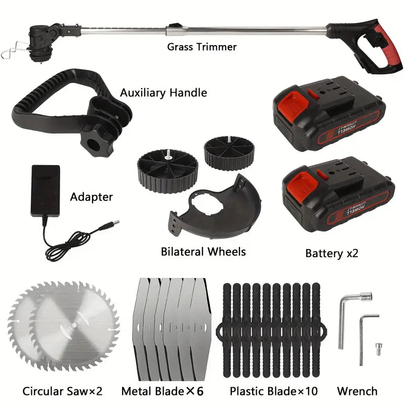 Oz Bargains Deals™ Cordless Grass Trimmer – Lightweight Brush Cutter with 2 Batteries